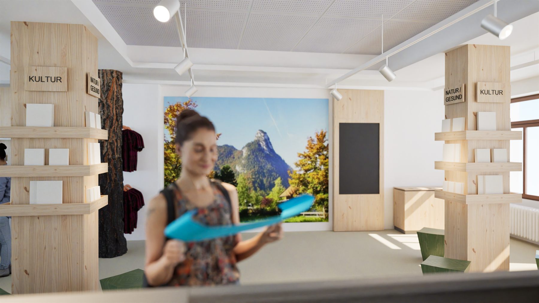 3D-Visualisierung Innenraum Tourist Info Ammergauer Alpen